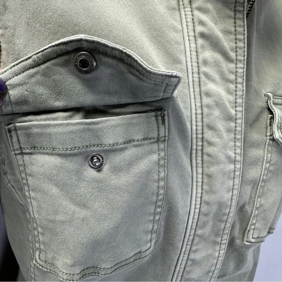 Liverpool Green Denim Jacket Mandarin Collar Size Small Olive - Picture 4 of 8